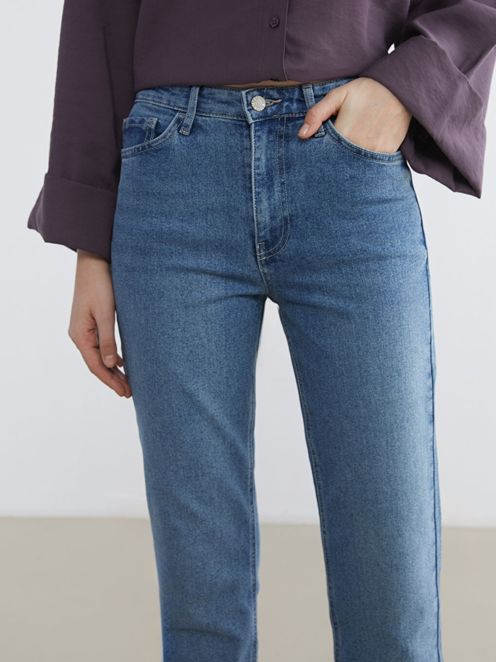 İndigo Straight Fit Kadın Jean Pantolon-2