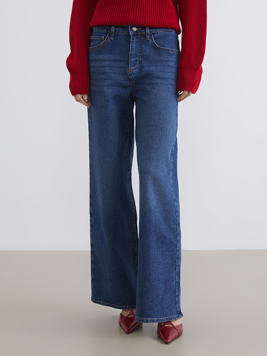 İndigo Wideleg Kadın Jean Pantolon-1