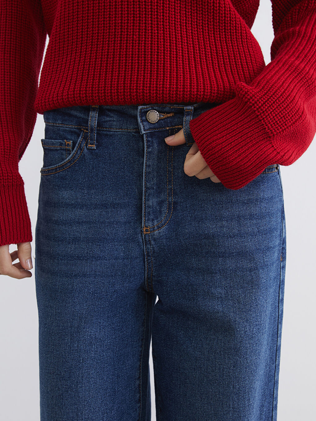 İndigo Wideleg Kadın Jean Pantolon-2