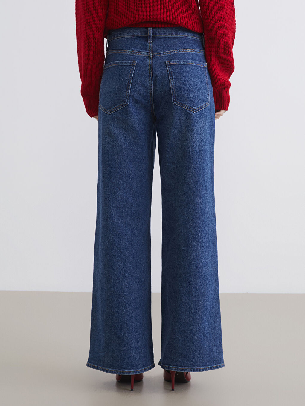 İndigo Wideleg Kadın Jean Pantolon-3