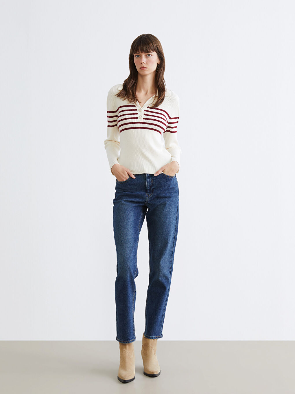 İndigo Mom Fit Kadın Jean Pantolon