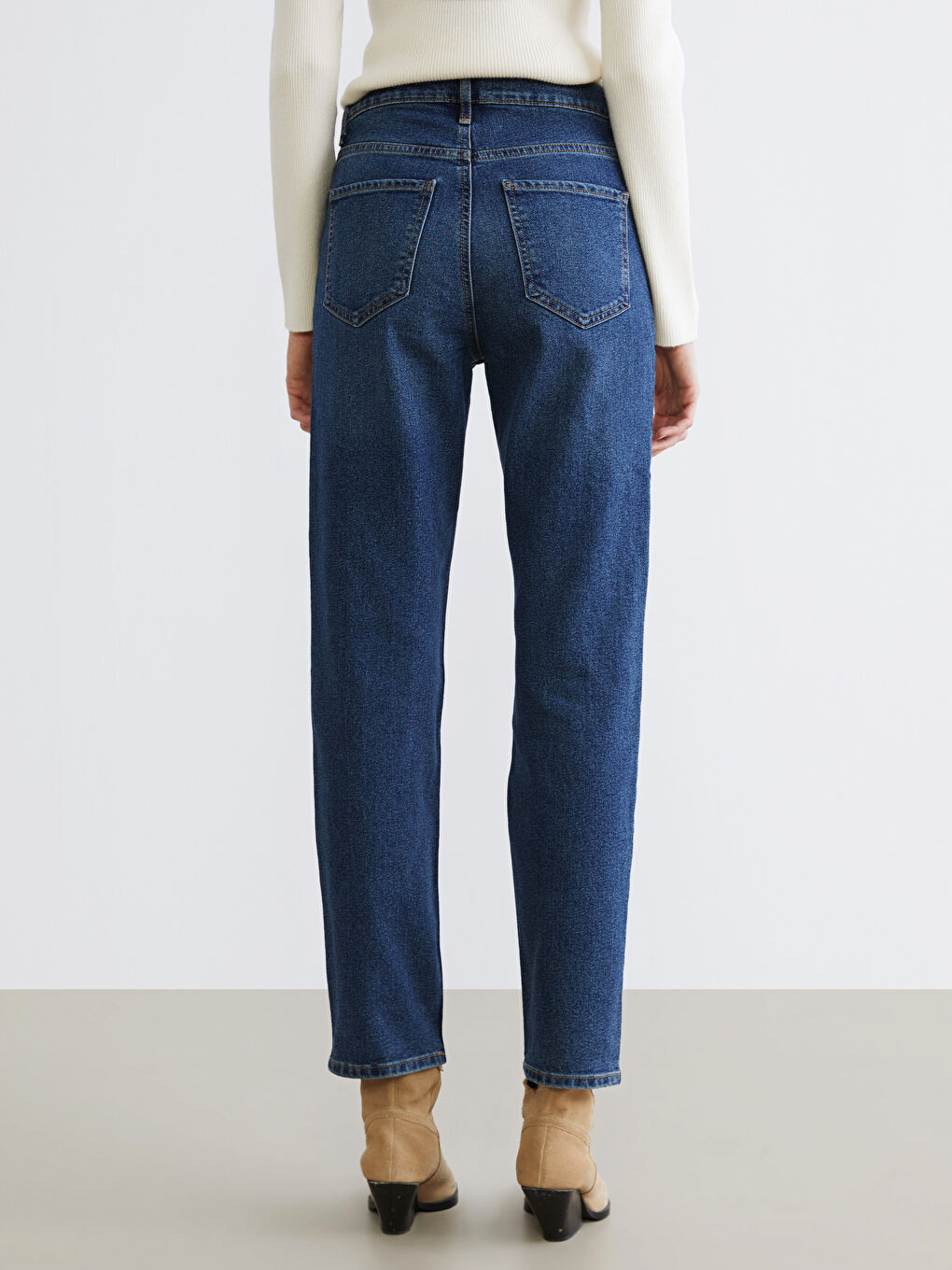 İndigo Mom Fit Kadın Jean Pantolon-3