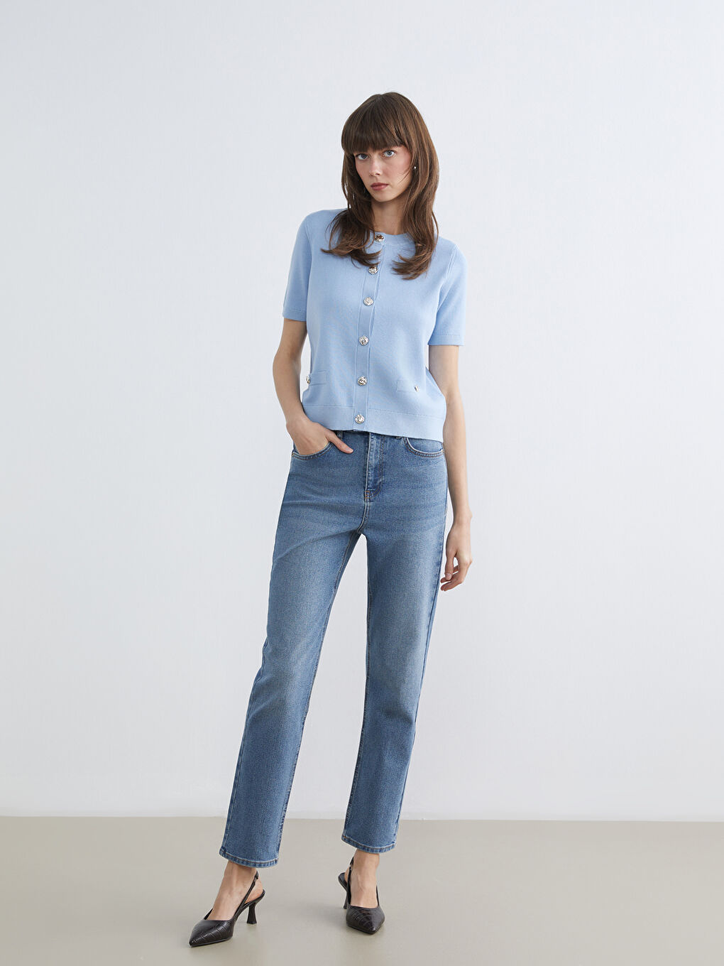 İndigo Mom Fit Kadın Jean Pantolon