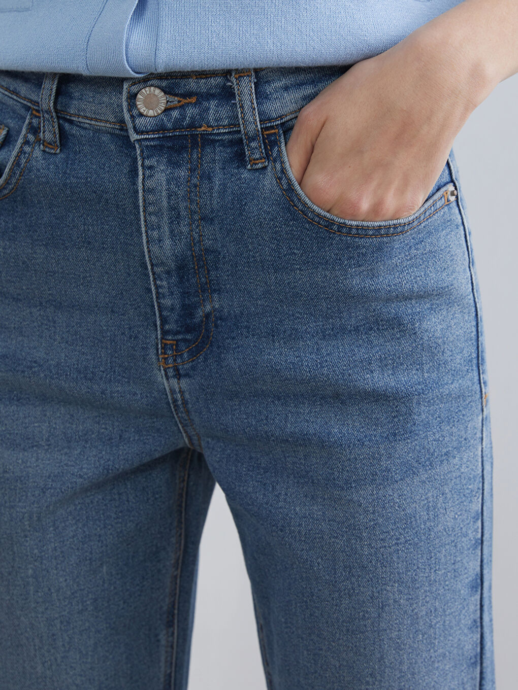 İndigo Mom Fit Kadın Jean Pantolon-2