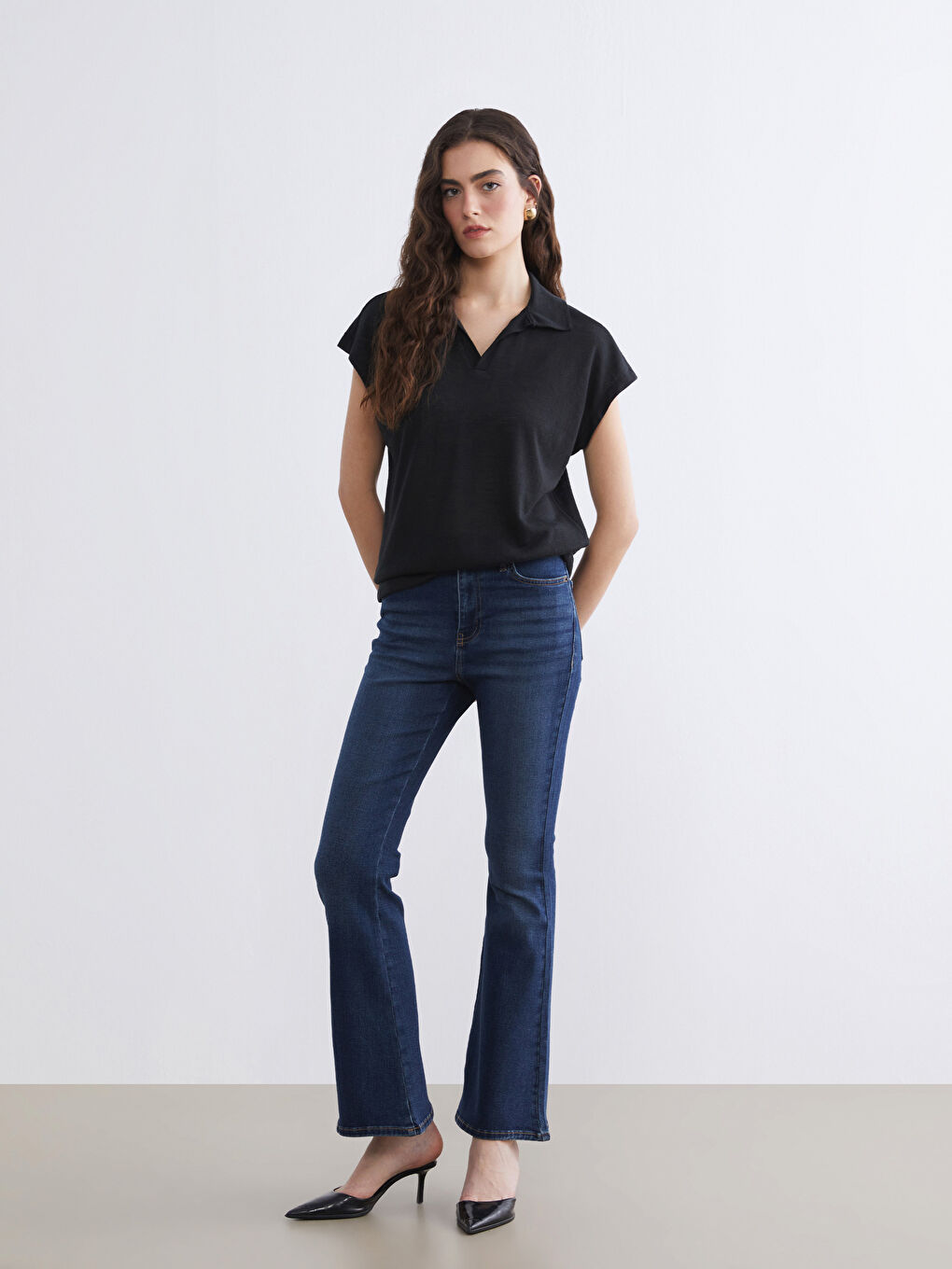 İndigo Flare Kadın Jean Pantolon