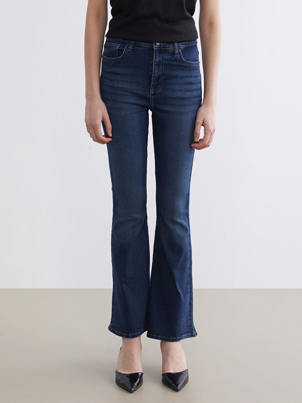 İndigo Flare Kadın Jean Pantolon-1