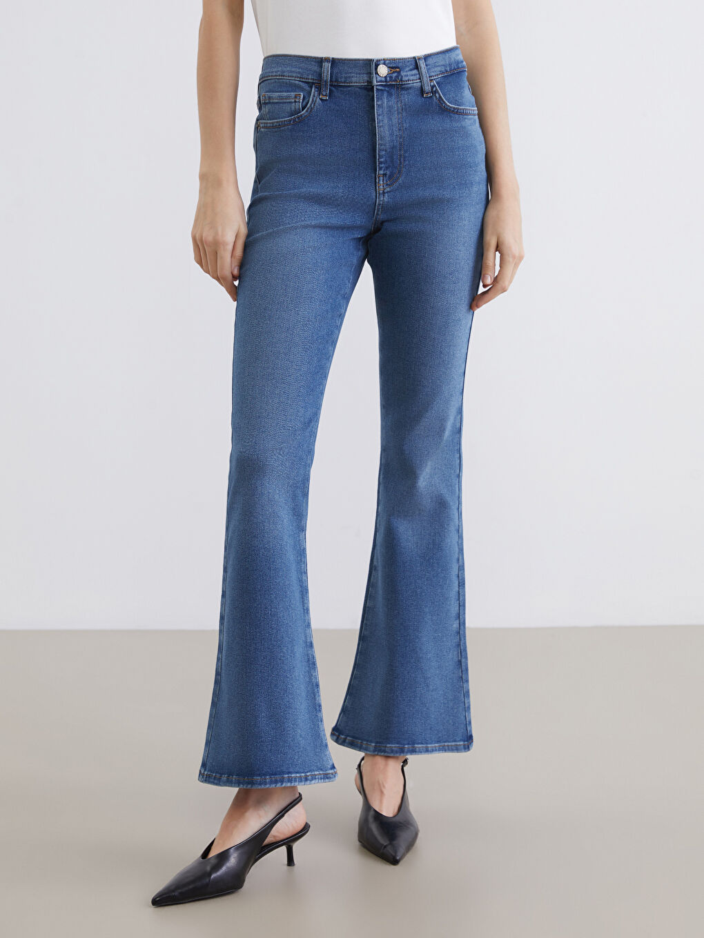 İndigo Flare Kadın Jean Pantolon-1