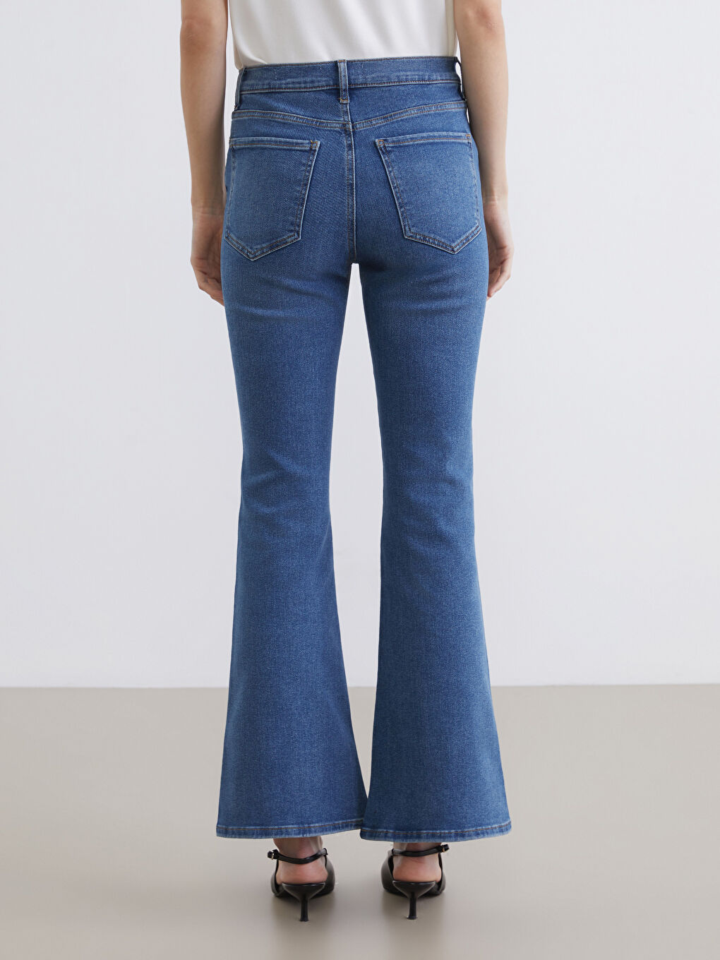 İndigo Flare Kadın Jean Pantolon-3