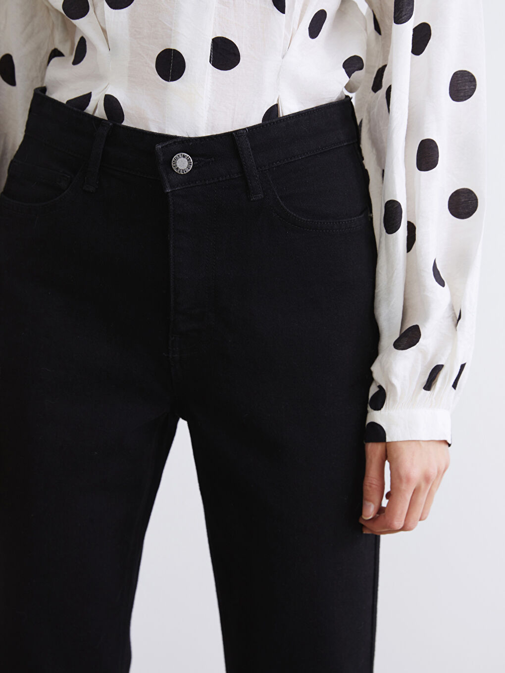 Siyah Straight Fit Kadın Jean Pantolon-2