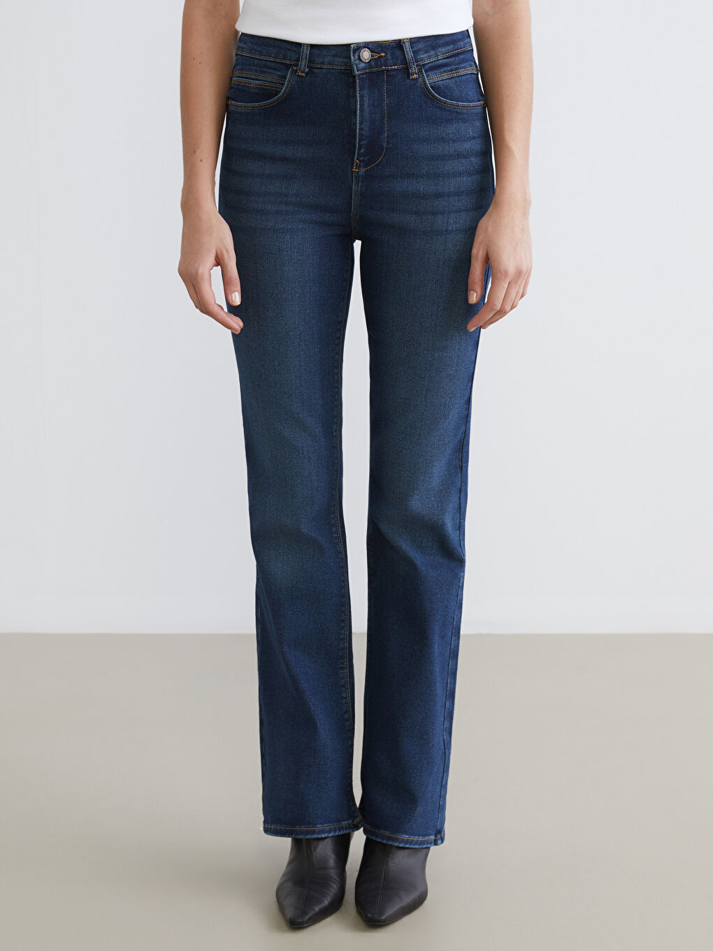 İndigo Flare Kadın Jean Pantolon-1