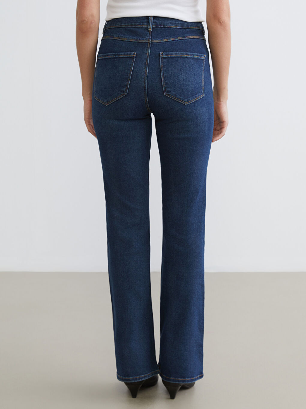 İndigo Flare Kadın Jean Pantolon-3