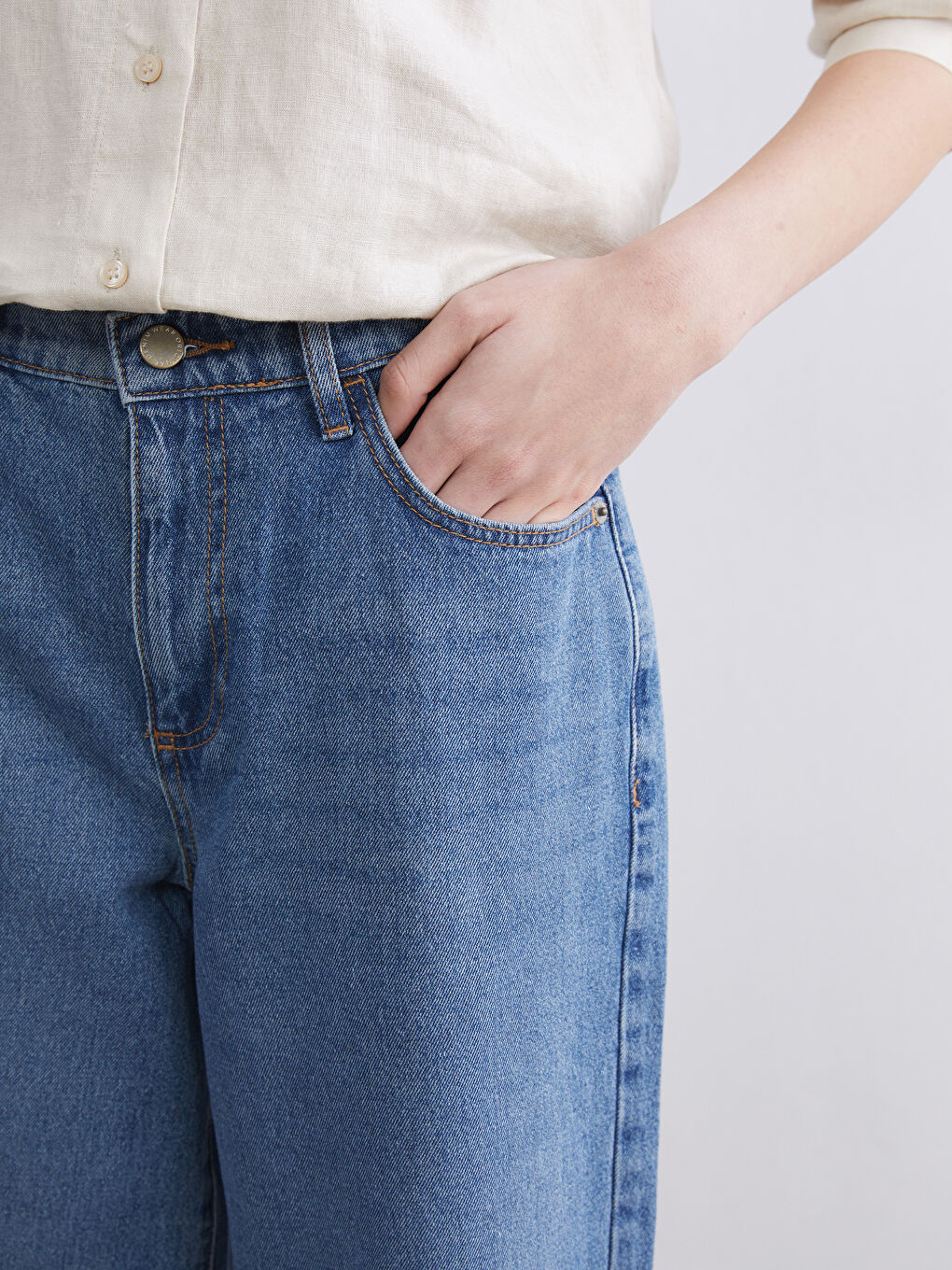 İndigo Wideleg Kadın Jean Pantolon-2