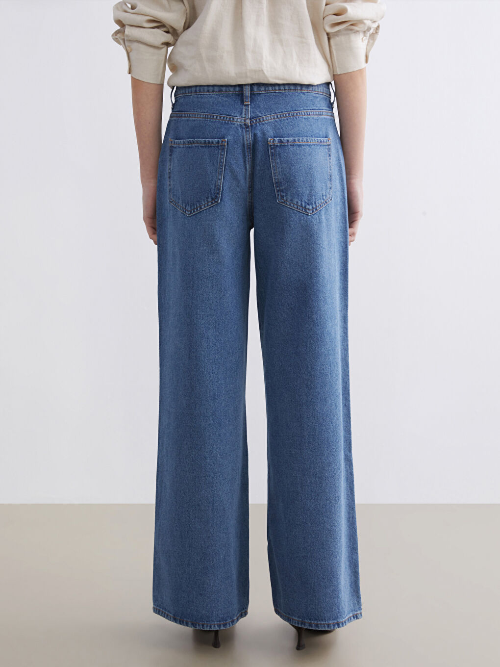 İndigo Wideleg Kadın Jean Pantolon-3