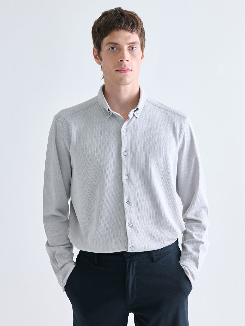 Slim Fit Long Sleeve Men's Shirt