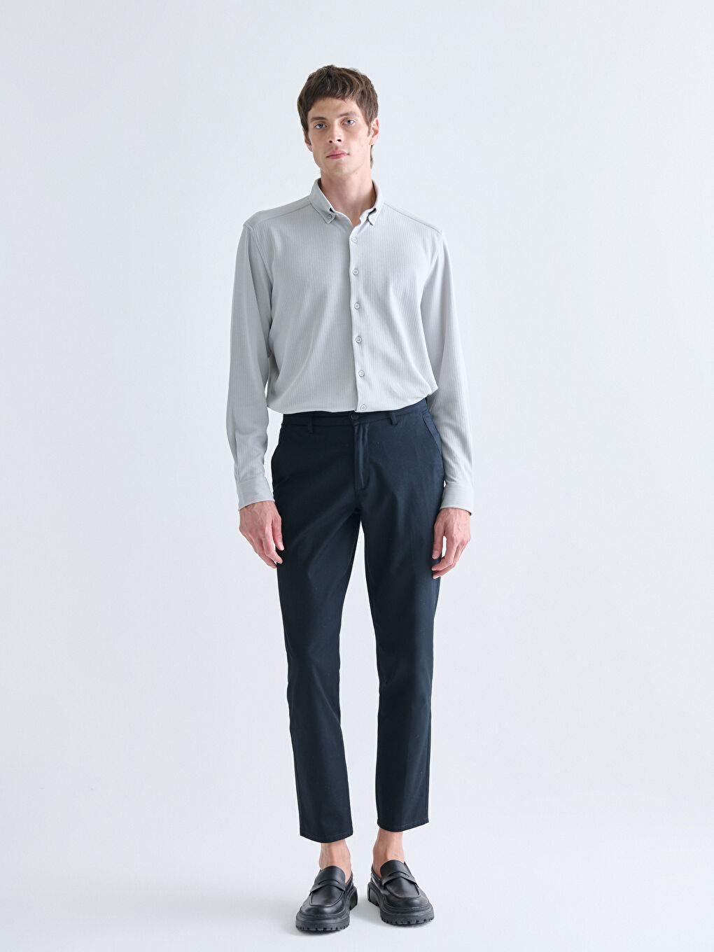 Slim Fit Long Sleeve Men's Shirt-1