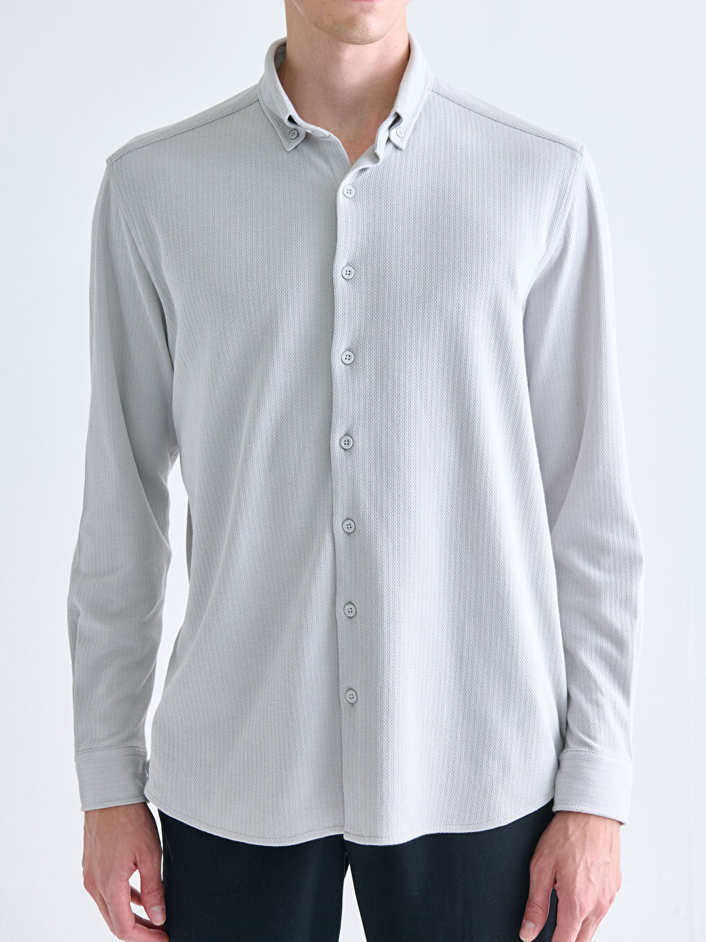 Slim Fit Long Sleeve Men's Shirt-2