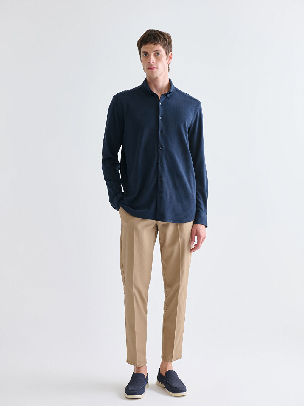 Slim Fit Long Sleeve Men's Shirt-1