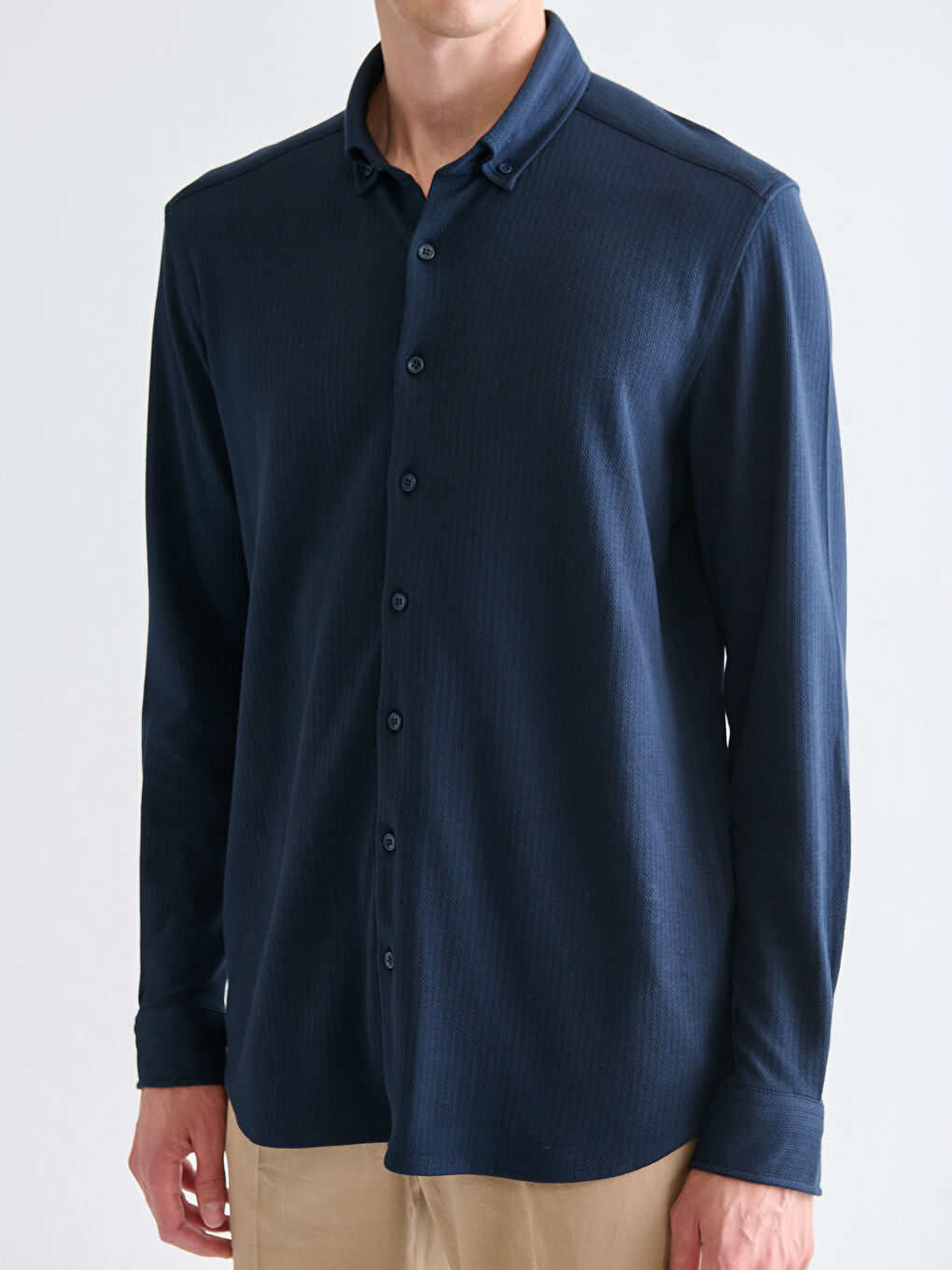 Slim Fit Long Sleeve Men's Shirt-2