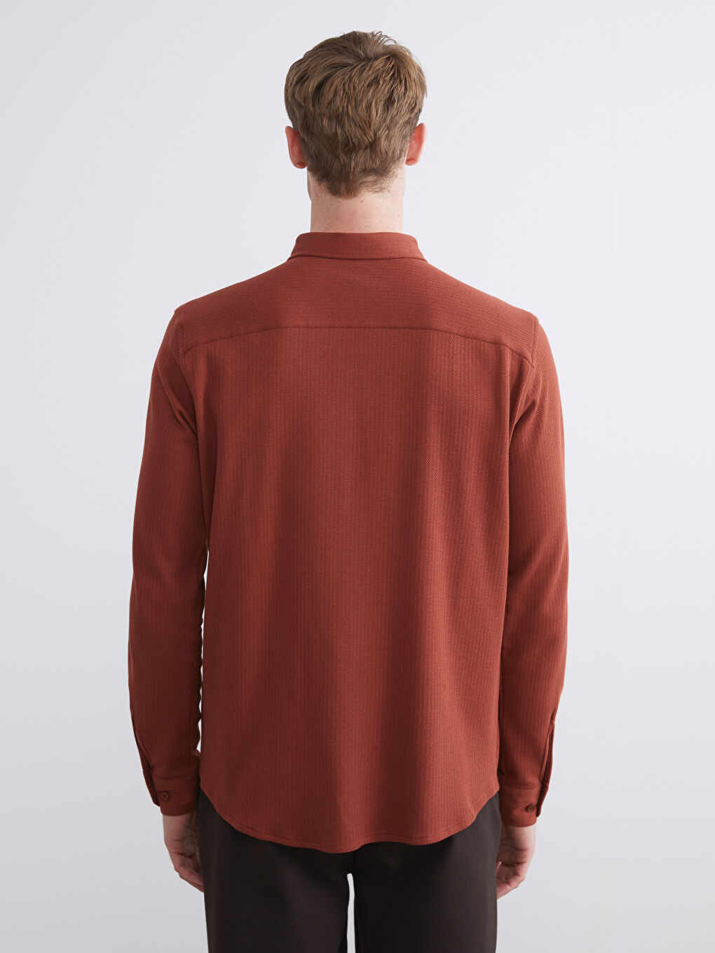 Kahverengi Slim Fit Uzun Kollu Erkek Gömlek-3