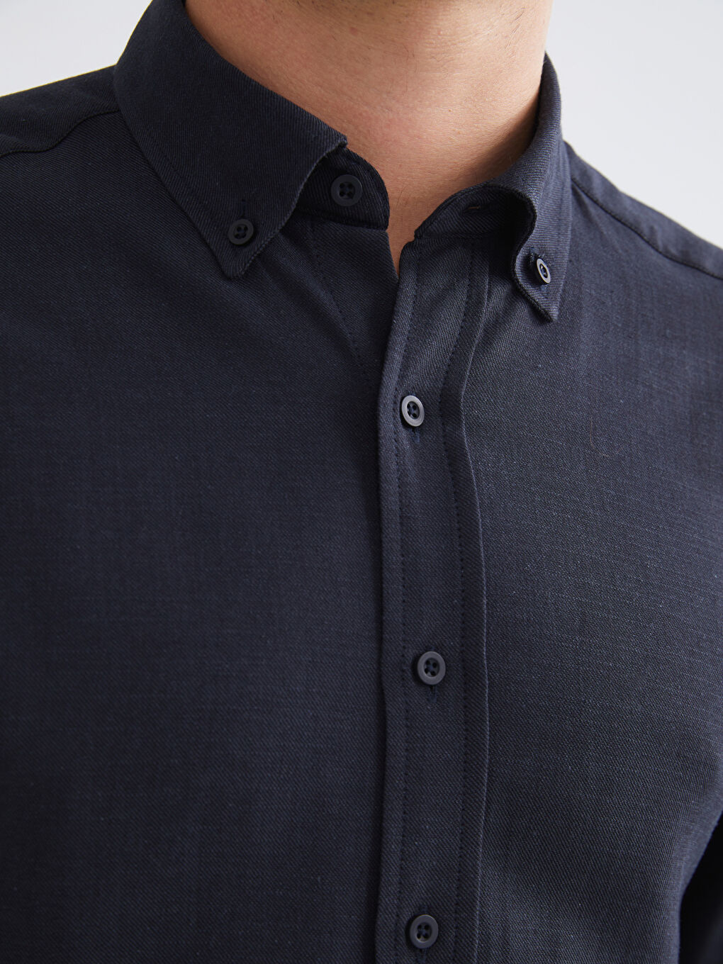 Regular Fit Long Sleeve Dobby Fabric Men's Shirt-2