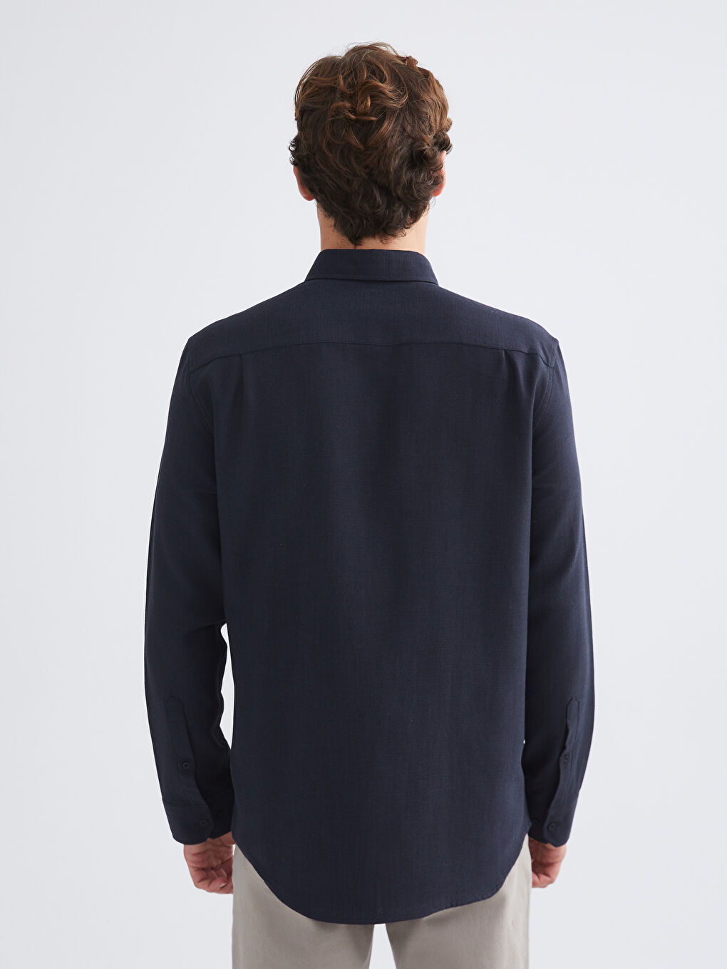 Regular Fit Long Sleeve Dobby Fabric Men's Shirt-3