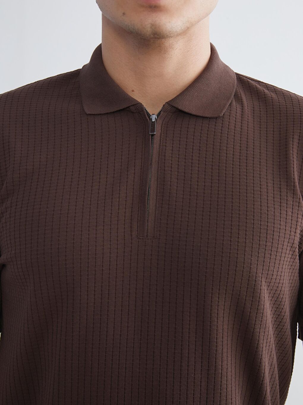 Kahverengi Polo Yaka Erkek Tişört-2