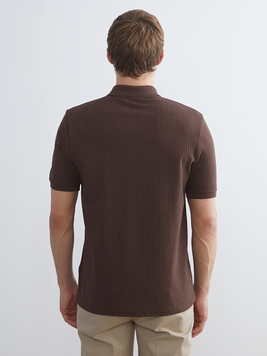 Kahverengi Polo Yaka Erkek Tişört-3
