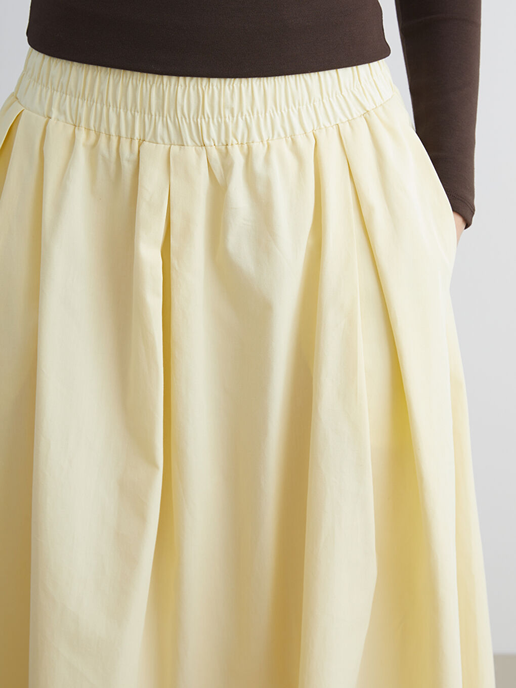Elasticated Waist Poplin Flared Skirt-2