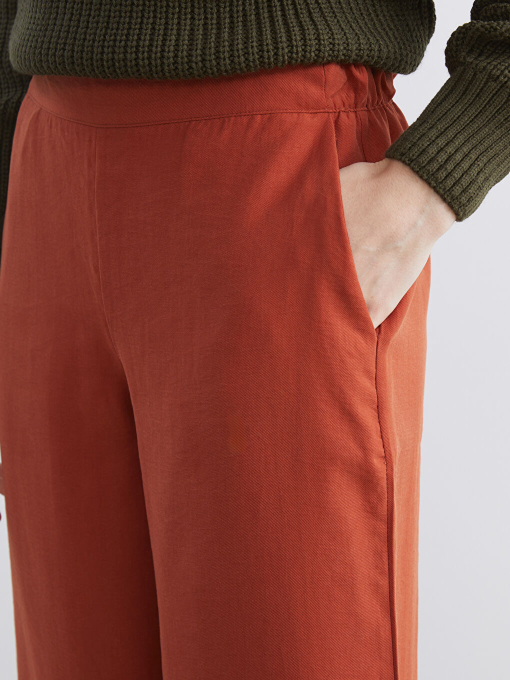 LCW Vision Elastic Waist Wide Leg Women's Trousers -W5KU38Z8-8KT
