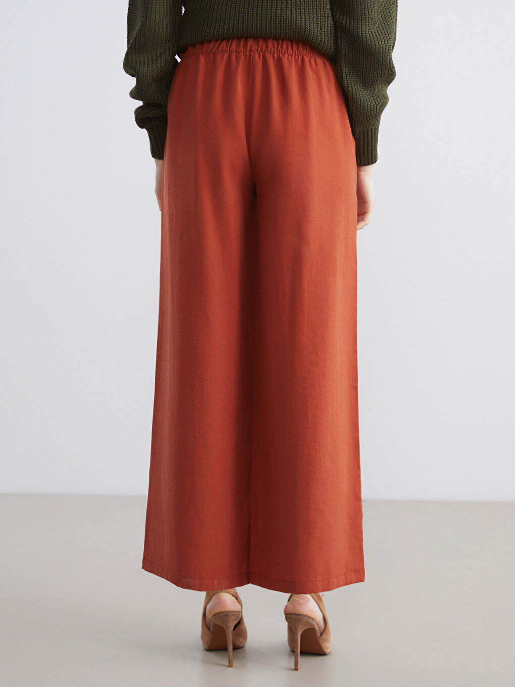 LCW Vision Elastic Waist Wide Leg Women's Trousers -W5KU38Z8-8KT