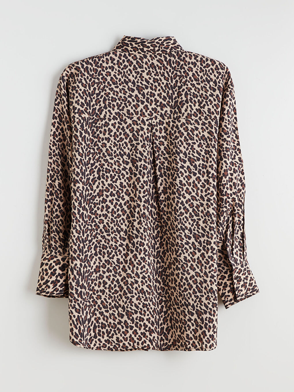 Kahverengi Modal Karışımlı Leopar Desenli Kadın Gömlek Tunik-7
