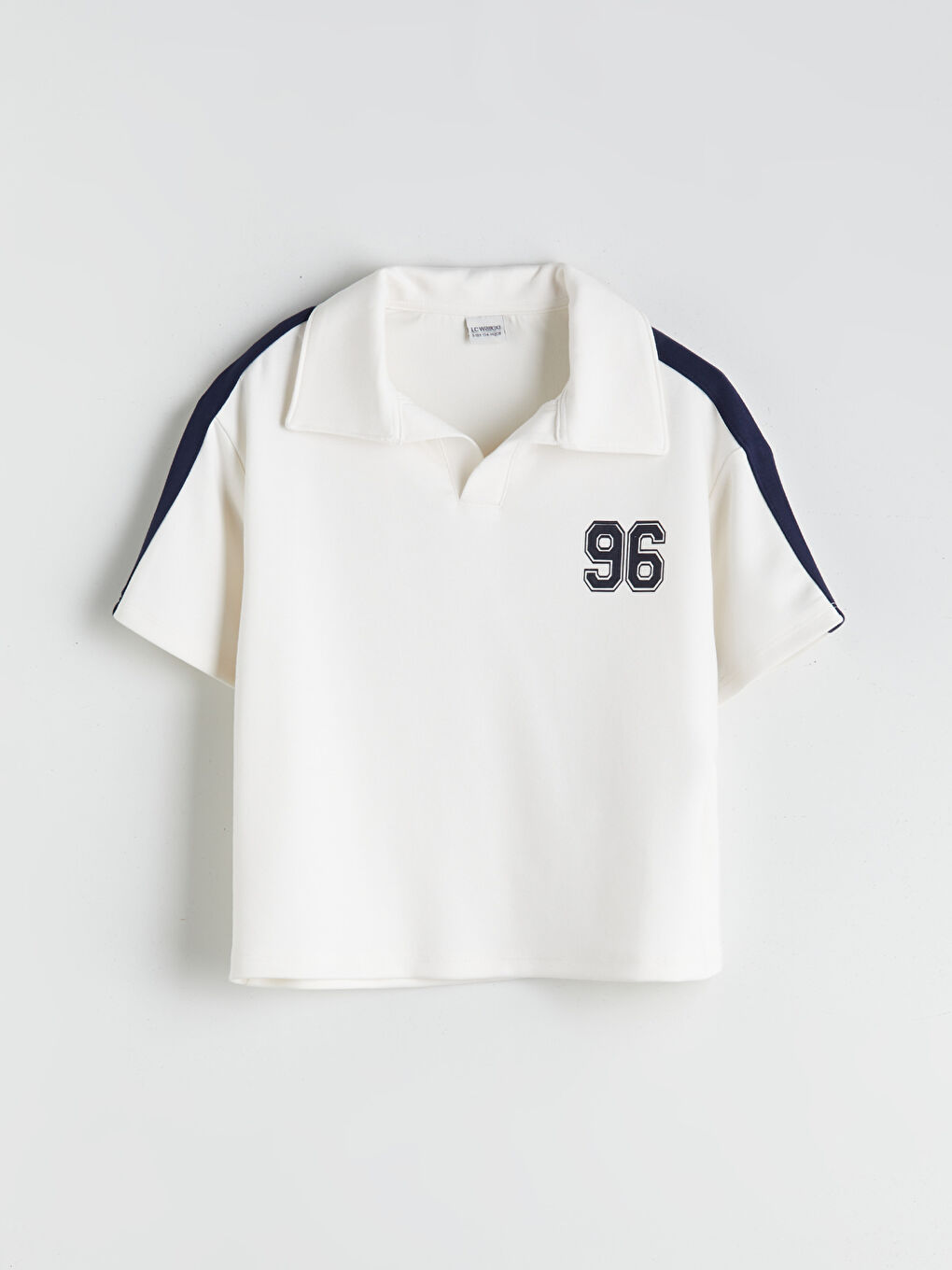 Ekru Polo Yaka Kız Çocuk Tişört