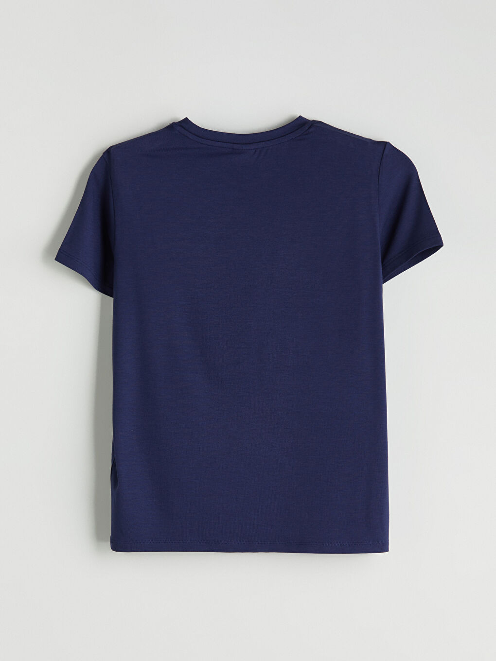 Lacivert Bisiklet Yaka Kız Çocuk Tişört-2