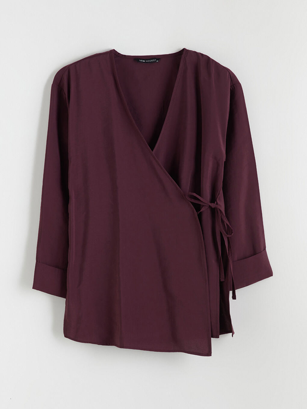 Mürdüm Kruvaze Yaka Kadın Kimono-4