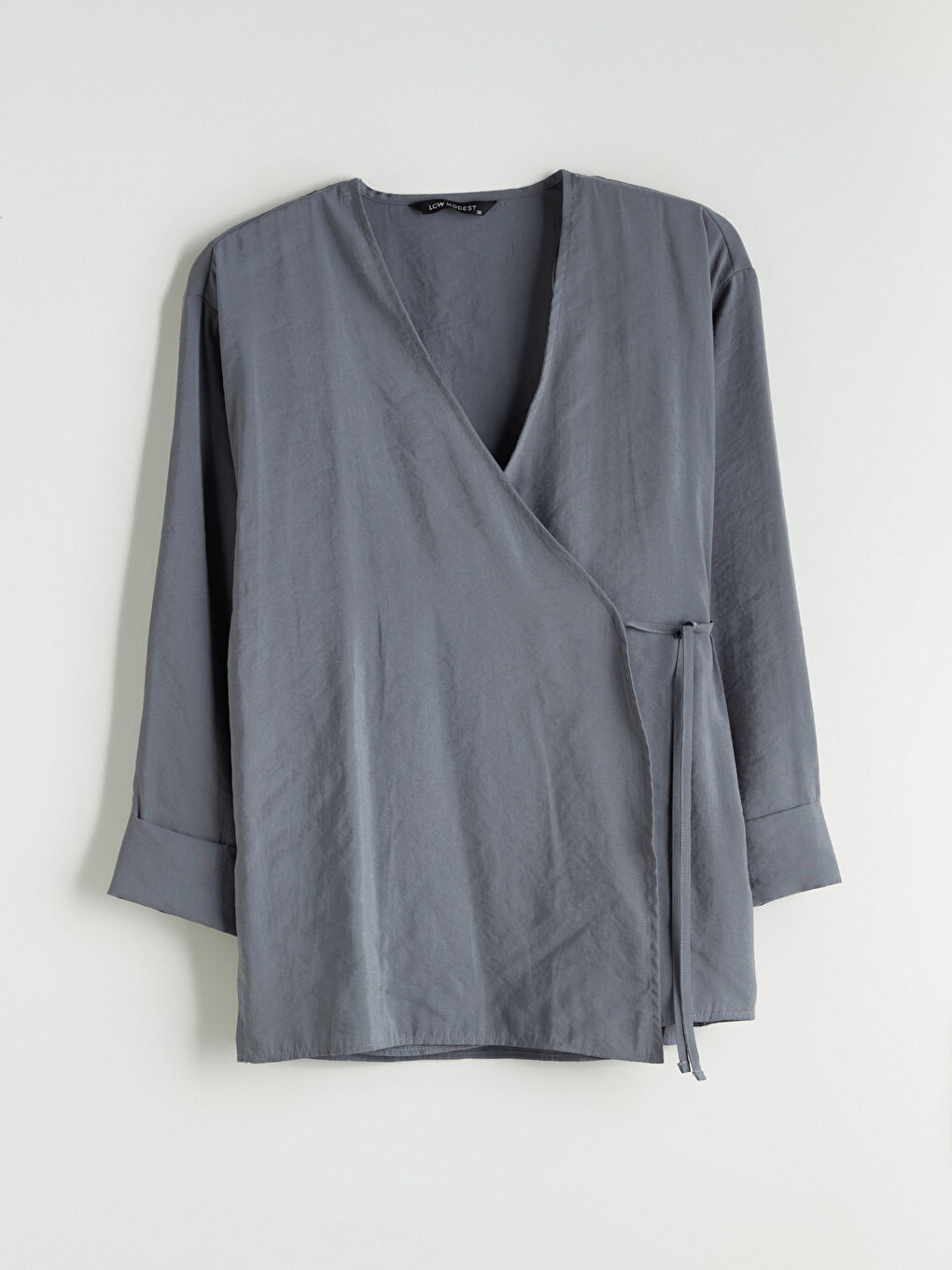 Gri Kruvaze Yaka Kadın Kimono-8