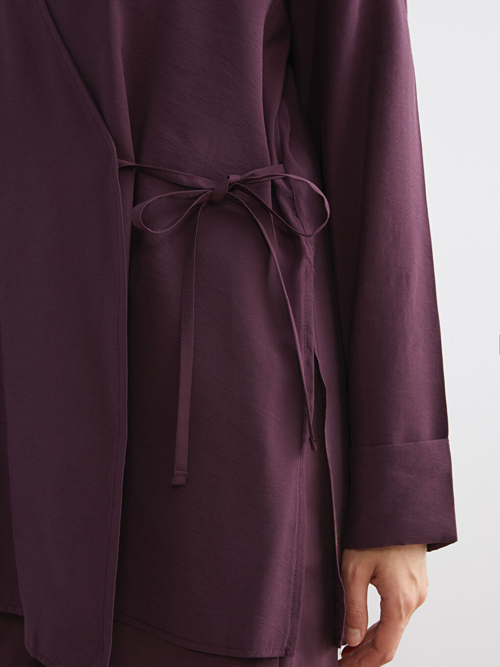 Mürdüm Kruvaze Yaka Kadın Kimono-2