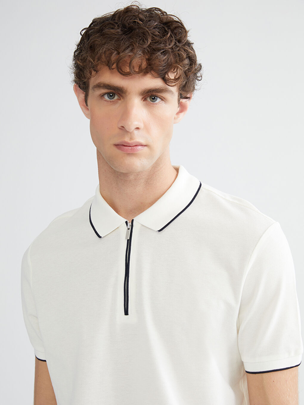 Ekru Polo Yaka Pike Erkek Tişört