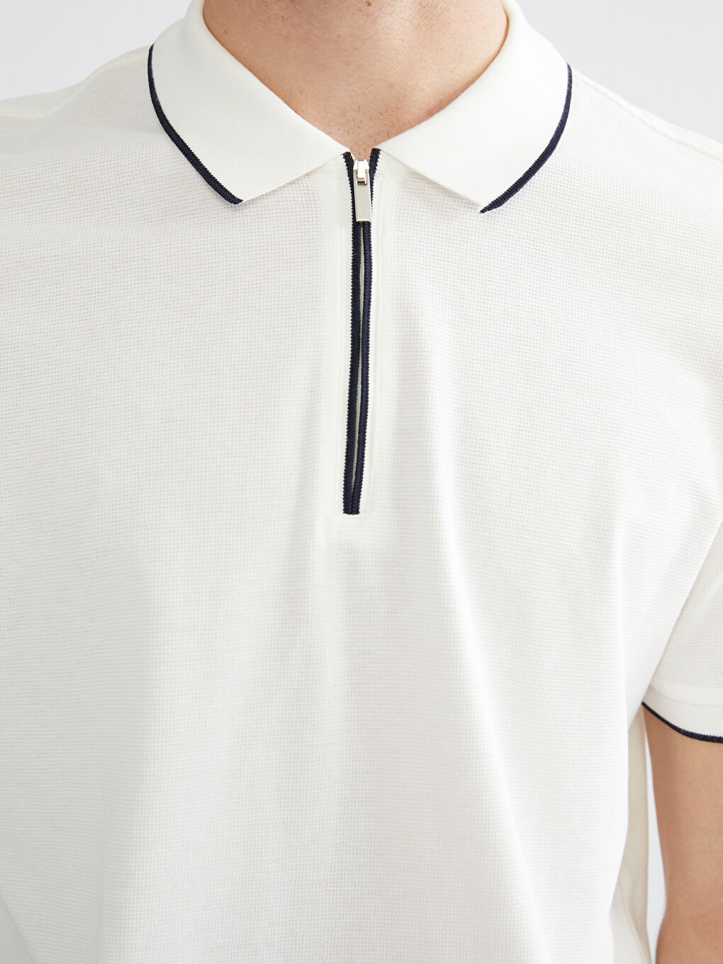 Ekru Polo Yaka Pike Erkek Tişört-2