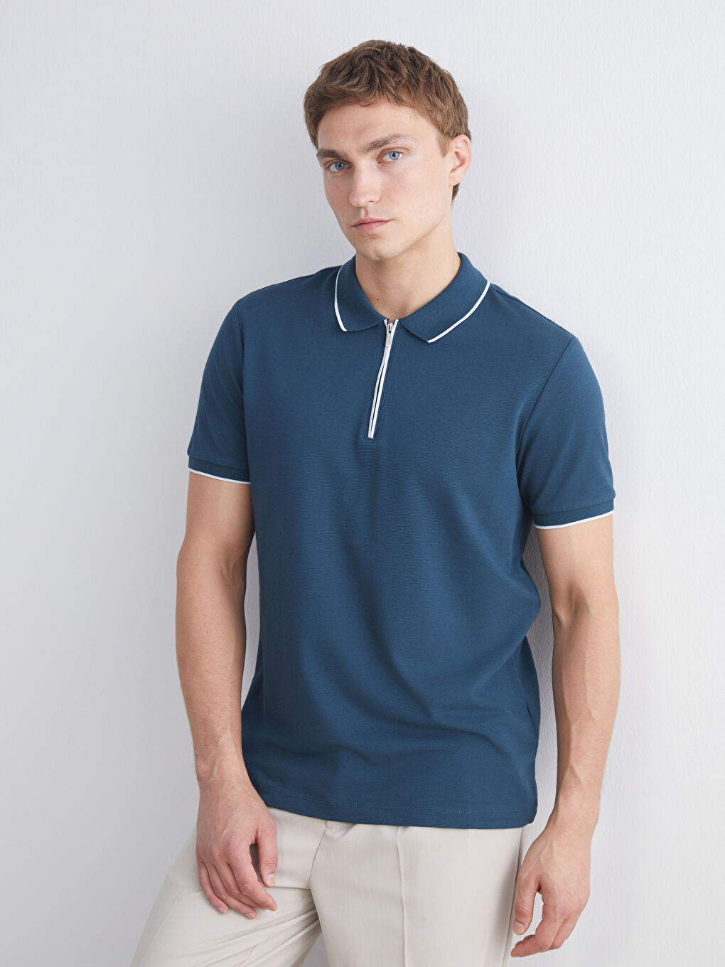 Petrol Polo Yaka Pike Erkek Tişört