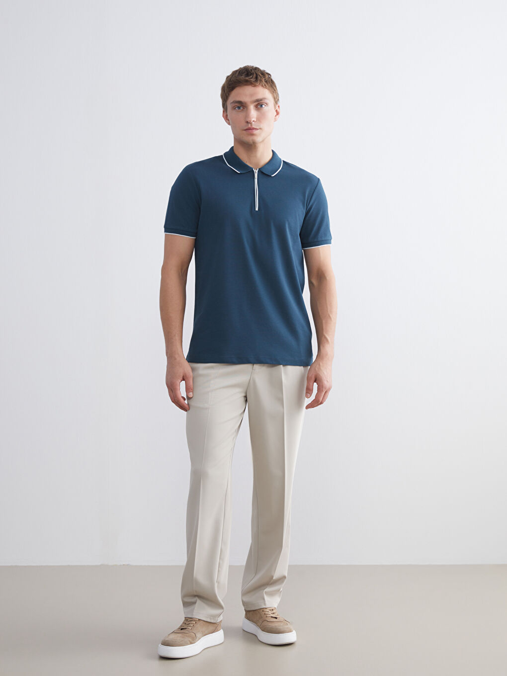 Petrol Polo Yaka Pike Erkek Tişört-1