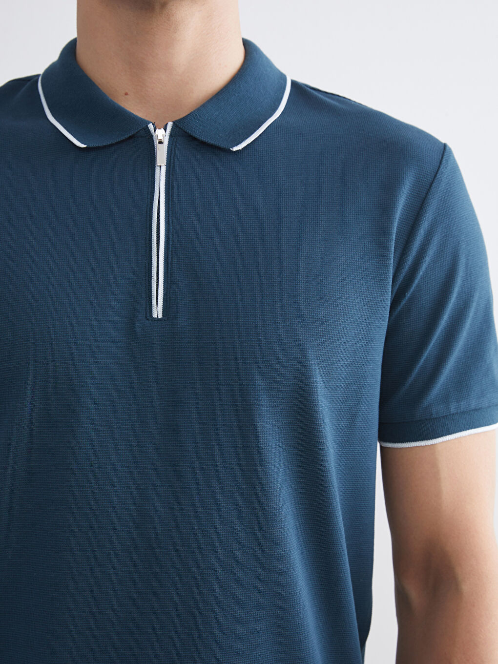 Petrol Polo Yaka Pike Erkek Tişört-2