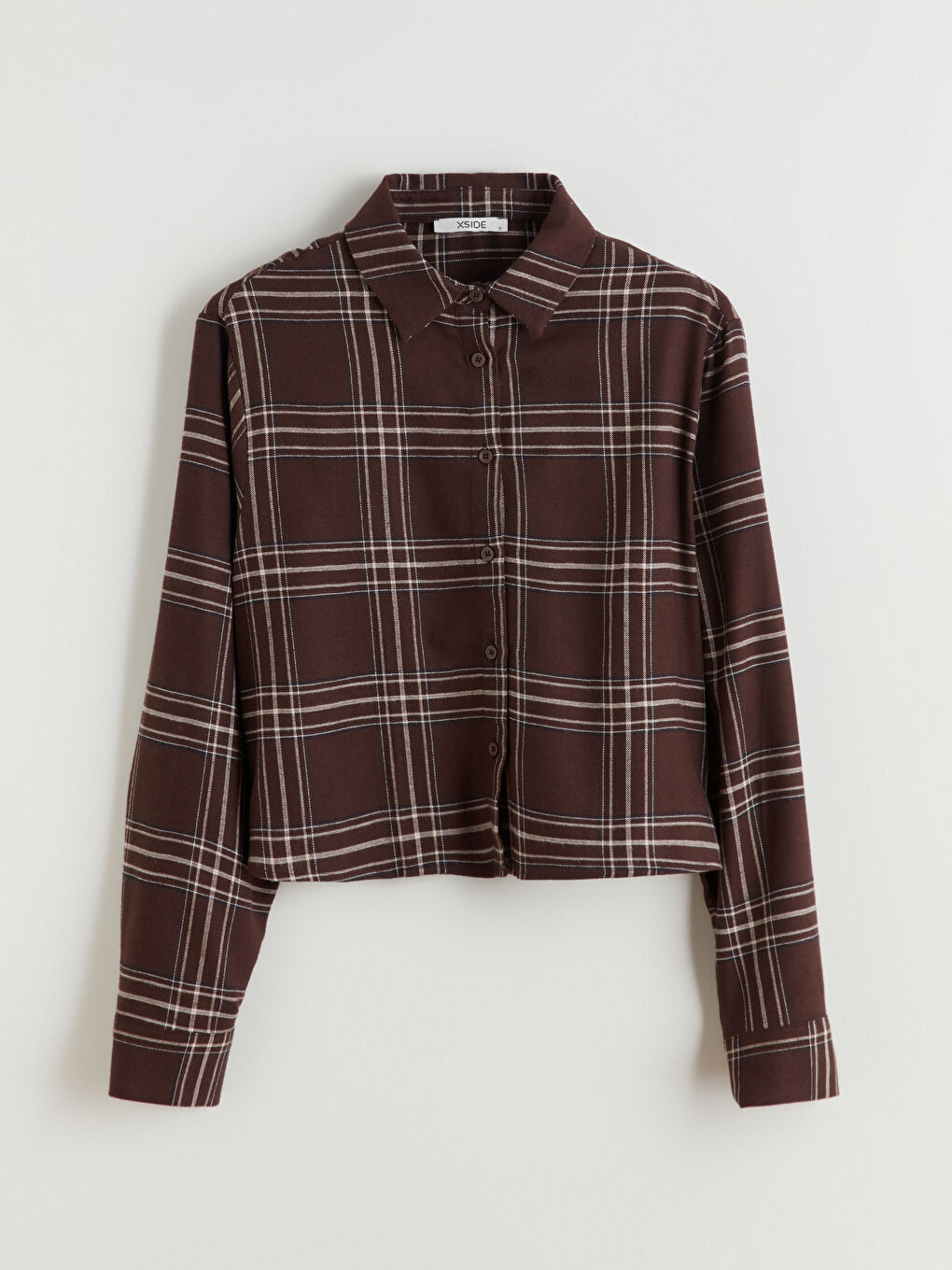 Kahverengi Ekose Kadın Gömlek-4