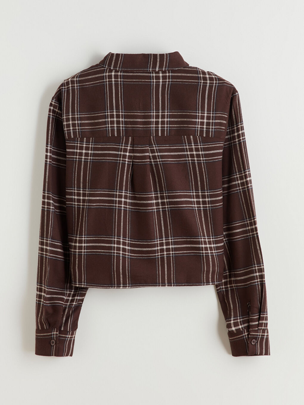 Kahverengi Ekose Kadın Gömlek-5