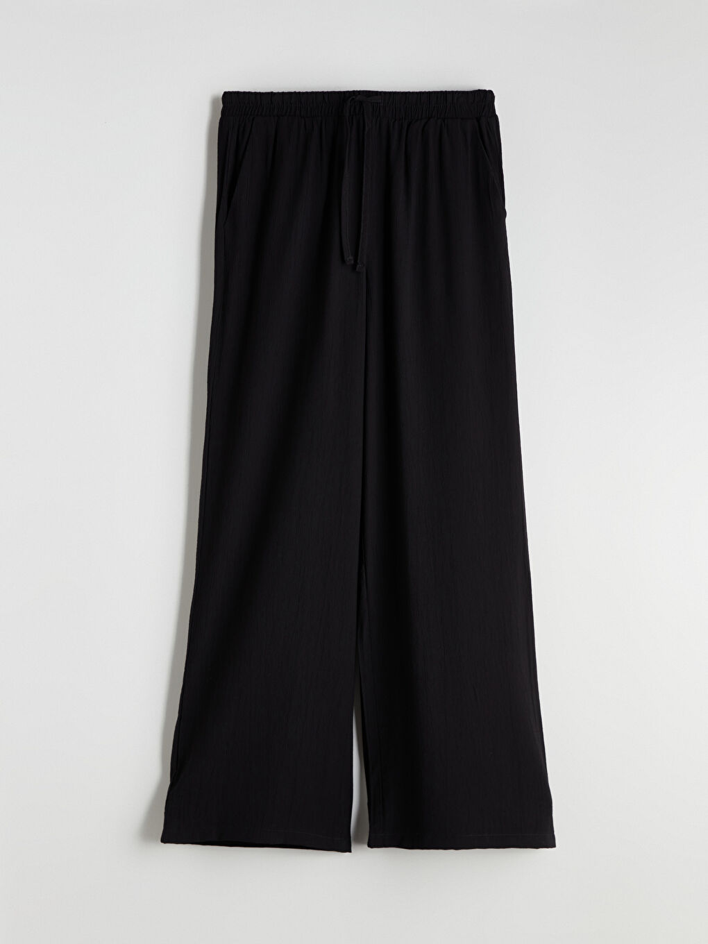 Elasticated Waist Textured Wide Leg Women's Trousers-4