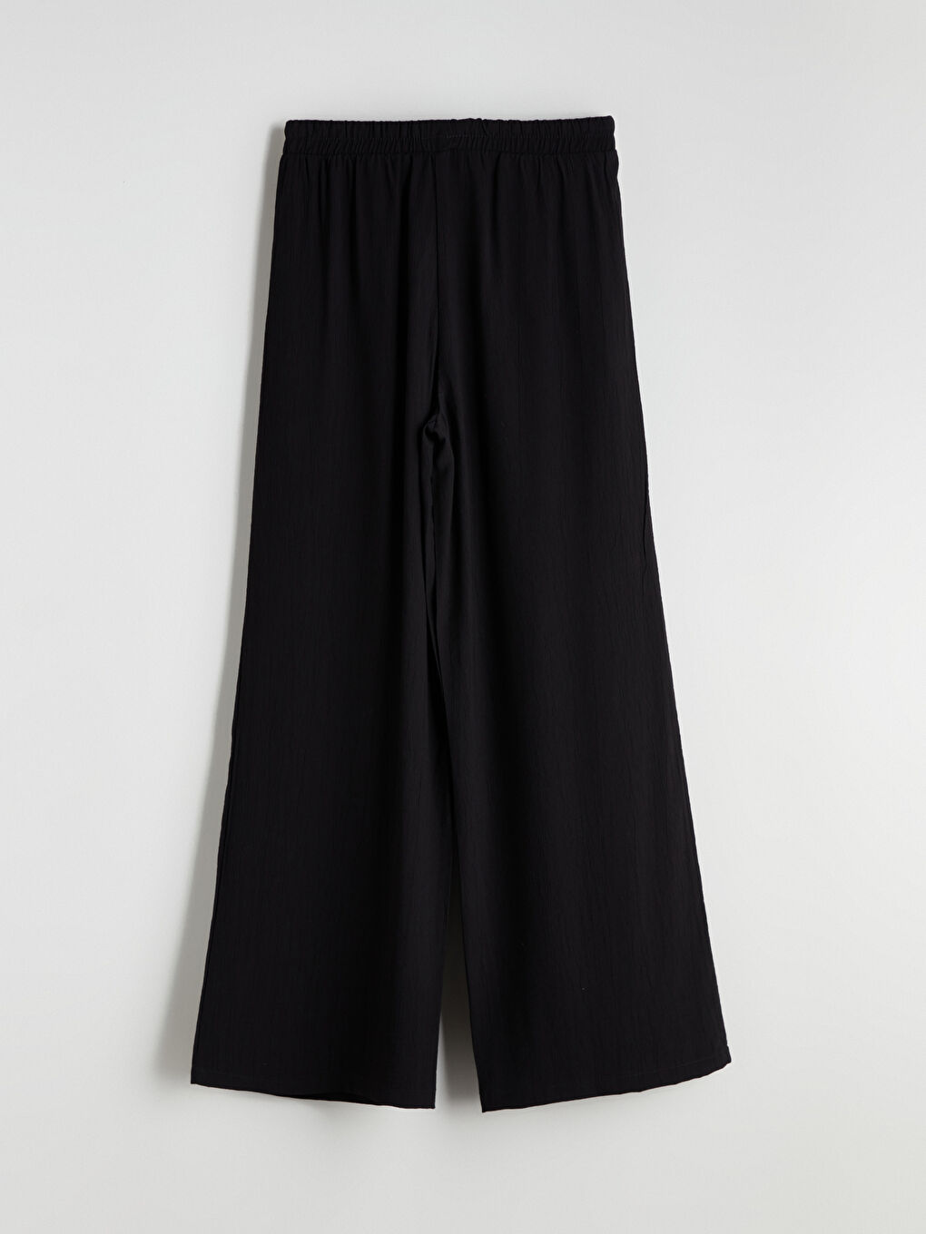 Elasticated Waist Textured Wide Leg Women's Trousers-5