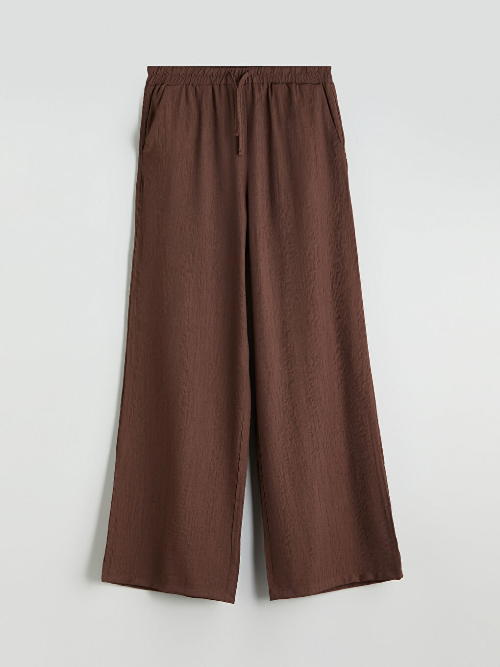 Elasticated Waist Textured Wide Leg Women's Trousers-4