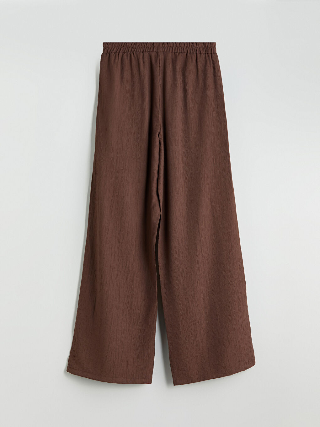 Elasticated Waist Textured Wide Leg Women's Trousers-5