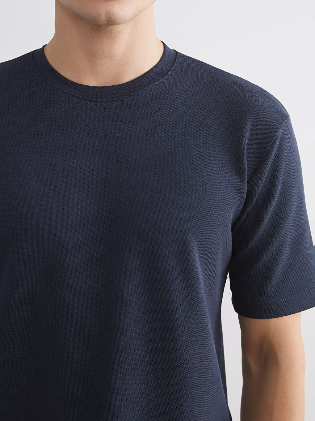 Lacivert Bisiklet Yaka Erkek Tişört-2