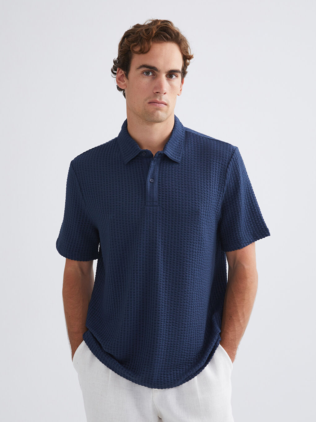 Lacivert Polo Yaka Erkek Tişört