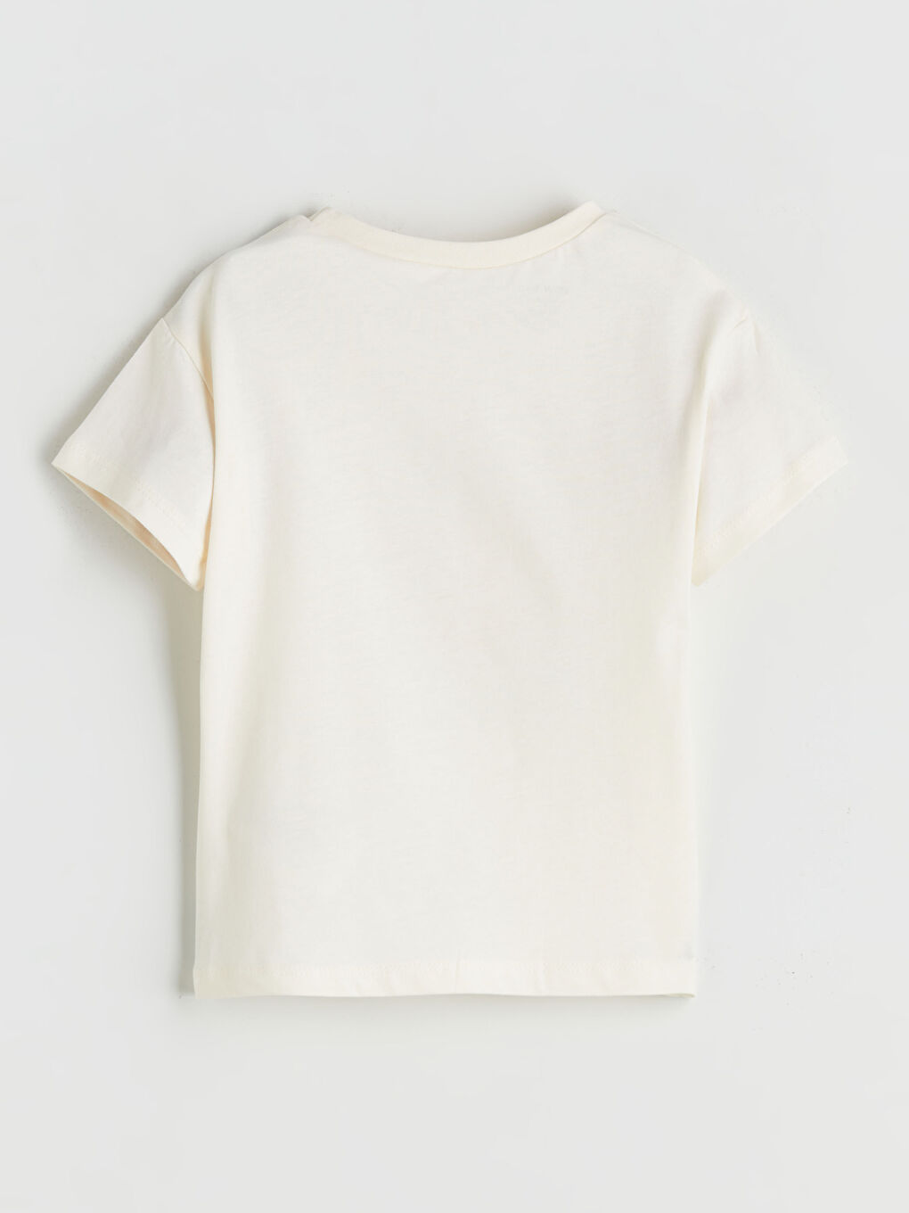 Ekru Bisiklet Yaka Baskılı Erkek Bebek Tişört-1